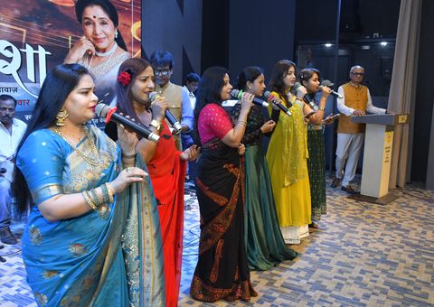 Singers on stage at Anokhi Asha, the Dr. Gaur Hari Singhania memorial musical evening