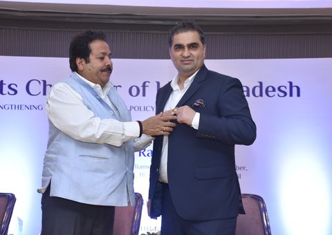The presidential badge is pinned on at the installation ceremony, Status Club, Kanpur