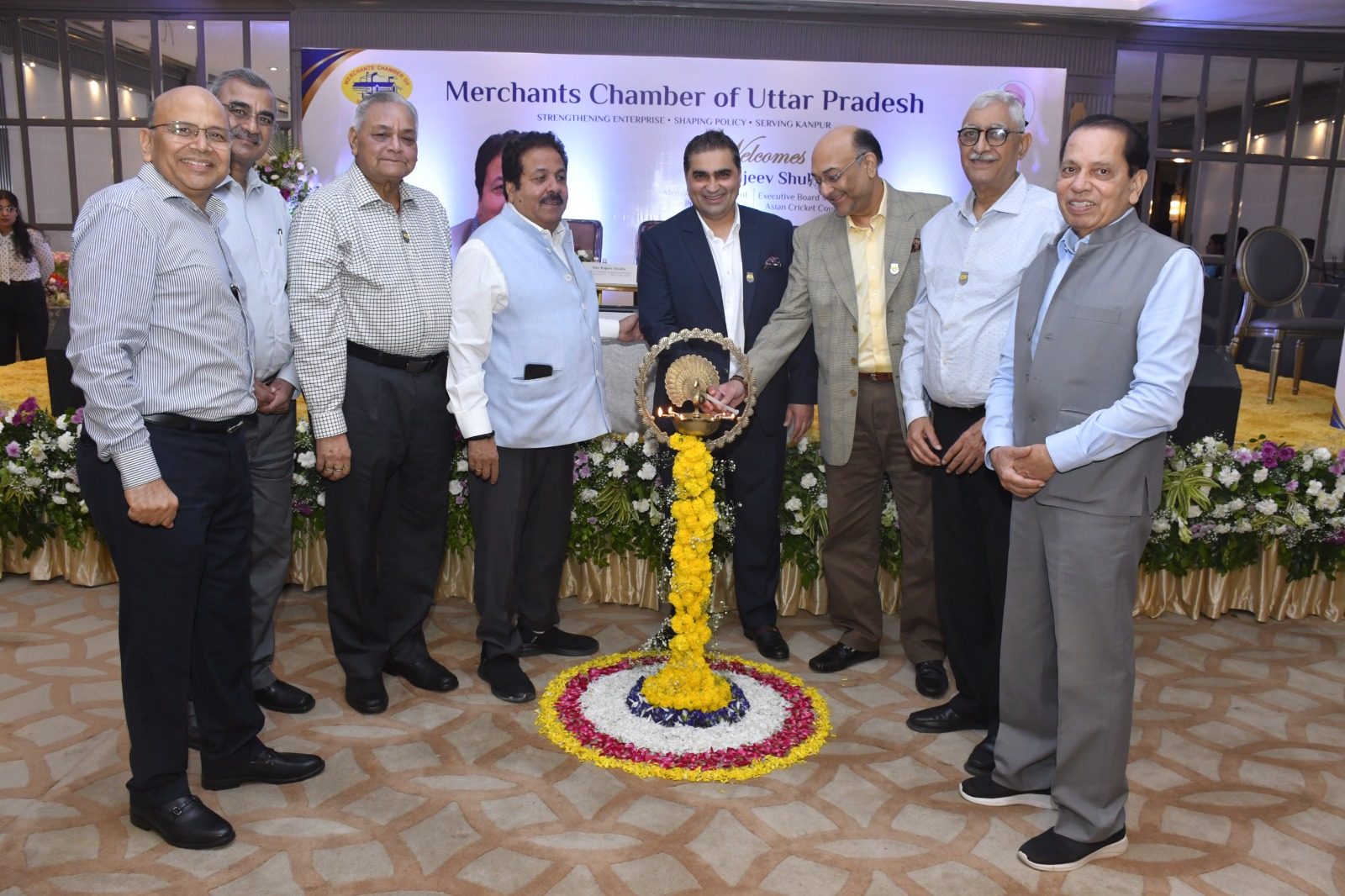 Lighting of the ceremonial lamp to open the installation ceremony