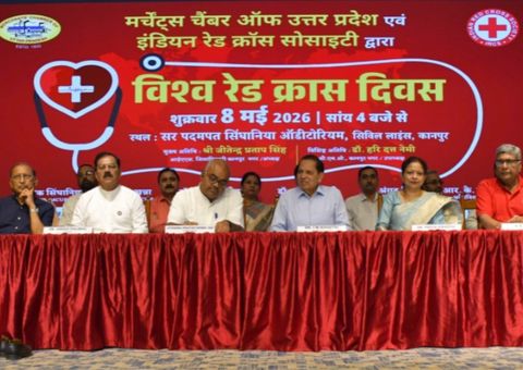 Dignitaries at the World Red Cross Day program organised with the Indian Red Cross Society, Kanpur