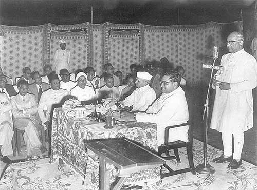 Lal Bahadur Shastri at a half yearly meeting of the Chamber, 1958
